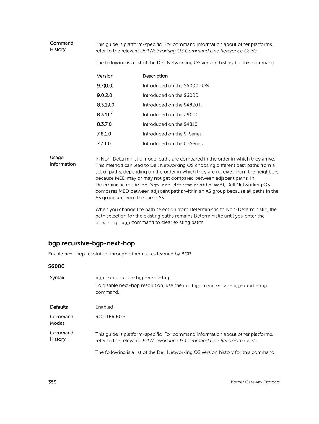 Dell 9.7(0.0) manual Bgp recursive-bgp-next-hop 