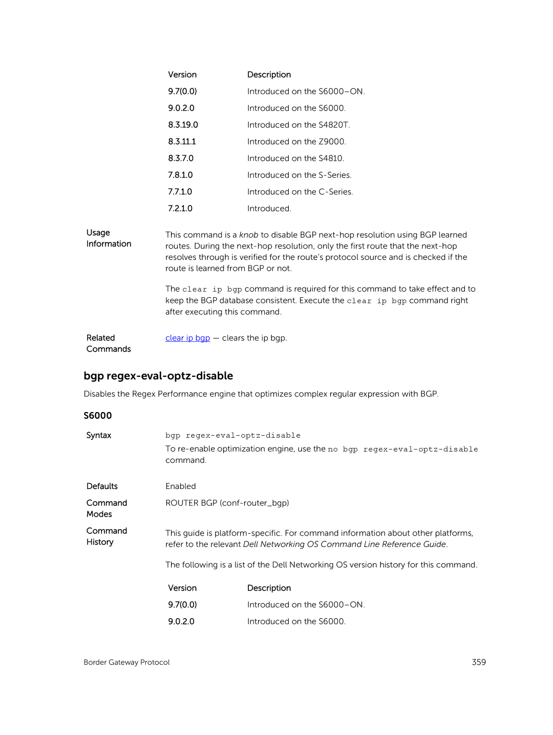 Dell 9.7(0.0) manual Bgp regex-eval-optz-disable 