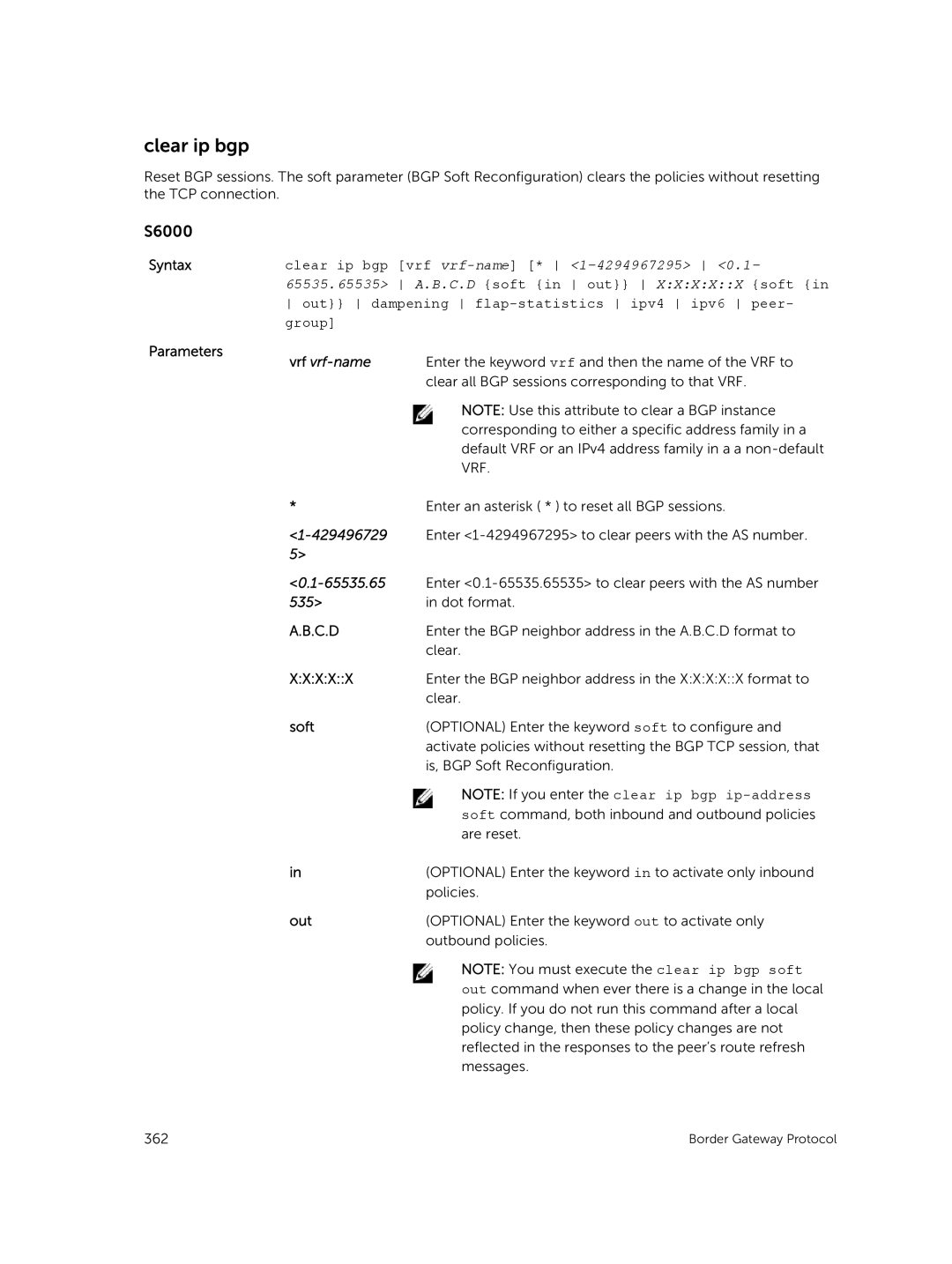 Dell 9.7(0.0) manual Clear ip bgp, 429496729, 65535.65 