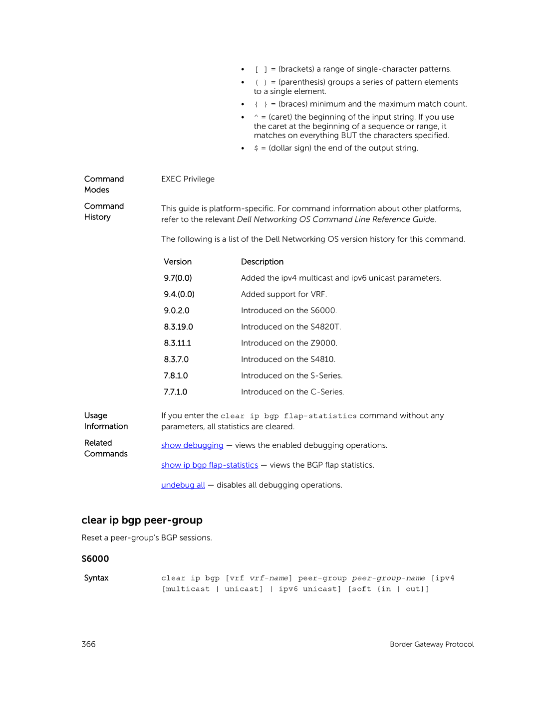 Dell 9.7(0.0) manual Clear ip bgp peer-group 