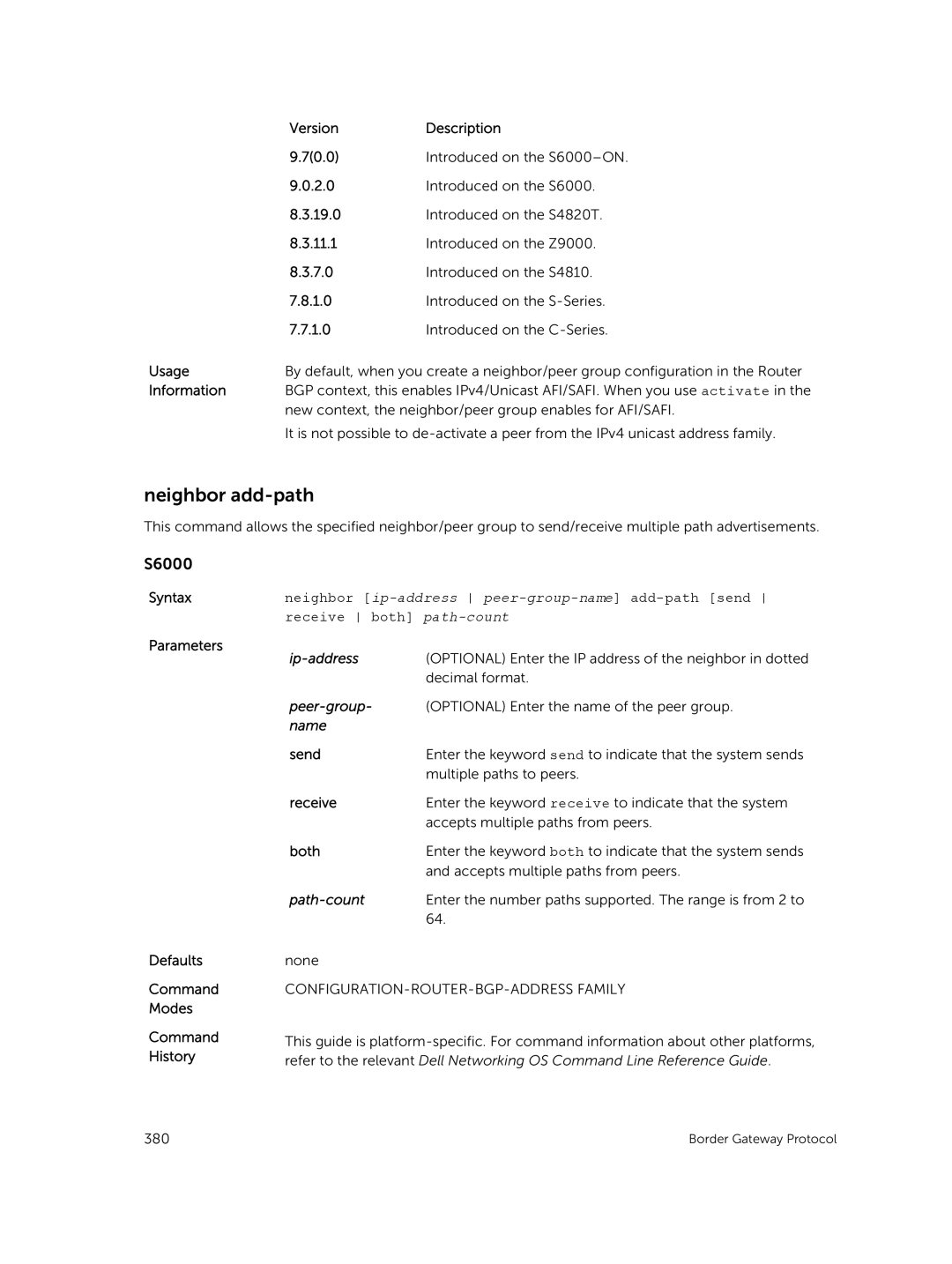 Dell 9.7(0.0) manual Neighbor add-path, Send 