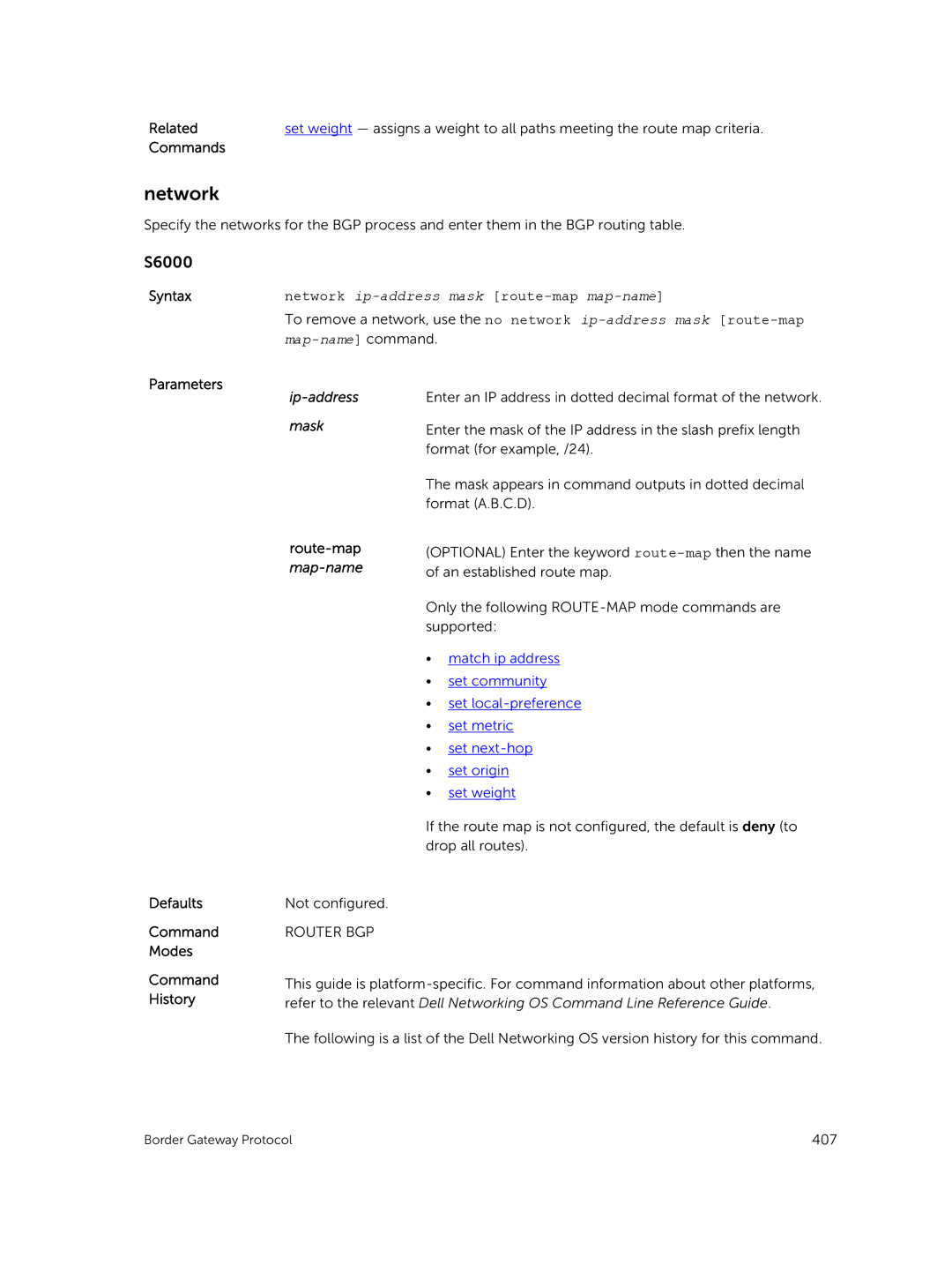 Dell 9.7(0.0) manual Network, Ip-address Mask 