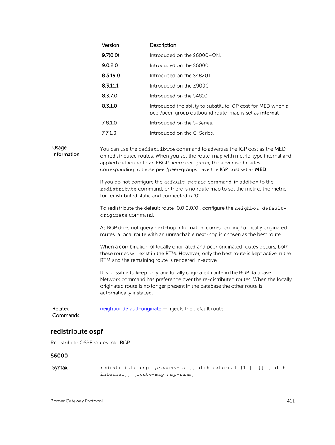 Dell 9.7(0.0) manual Redistribute ospf 