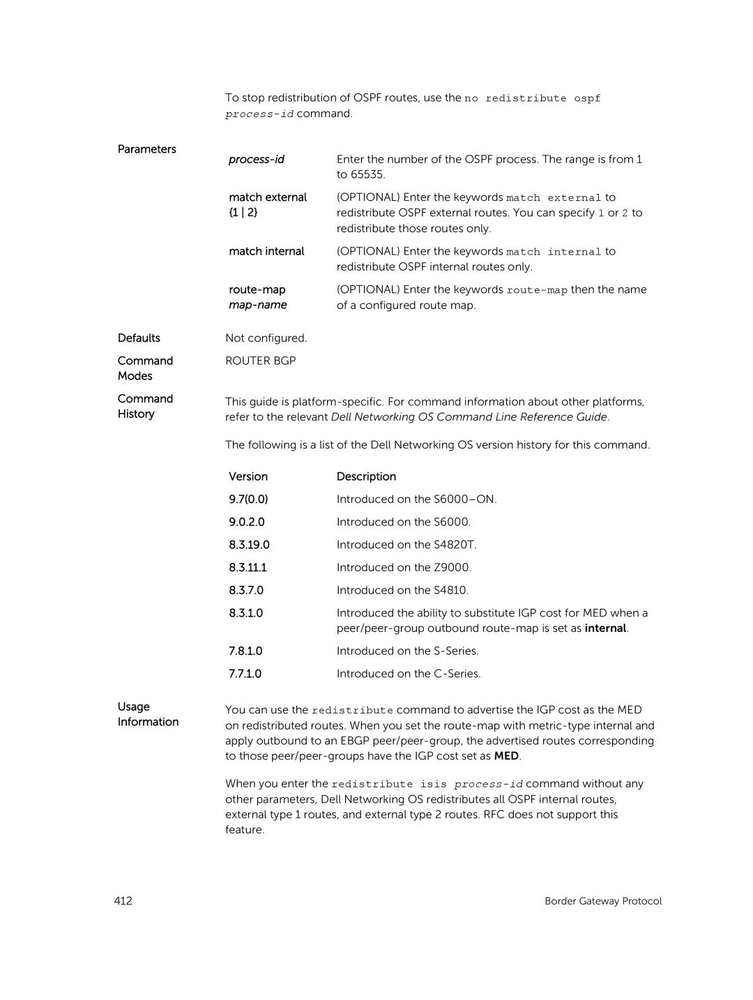 Dell 9.7(0.0) manual Process-id, Match external, Match internal 