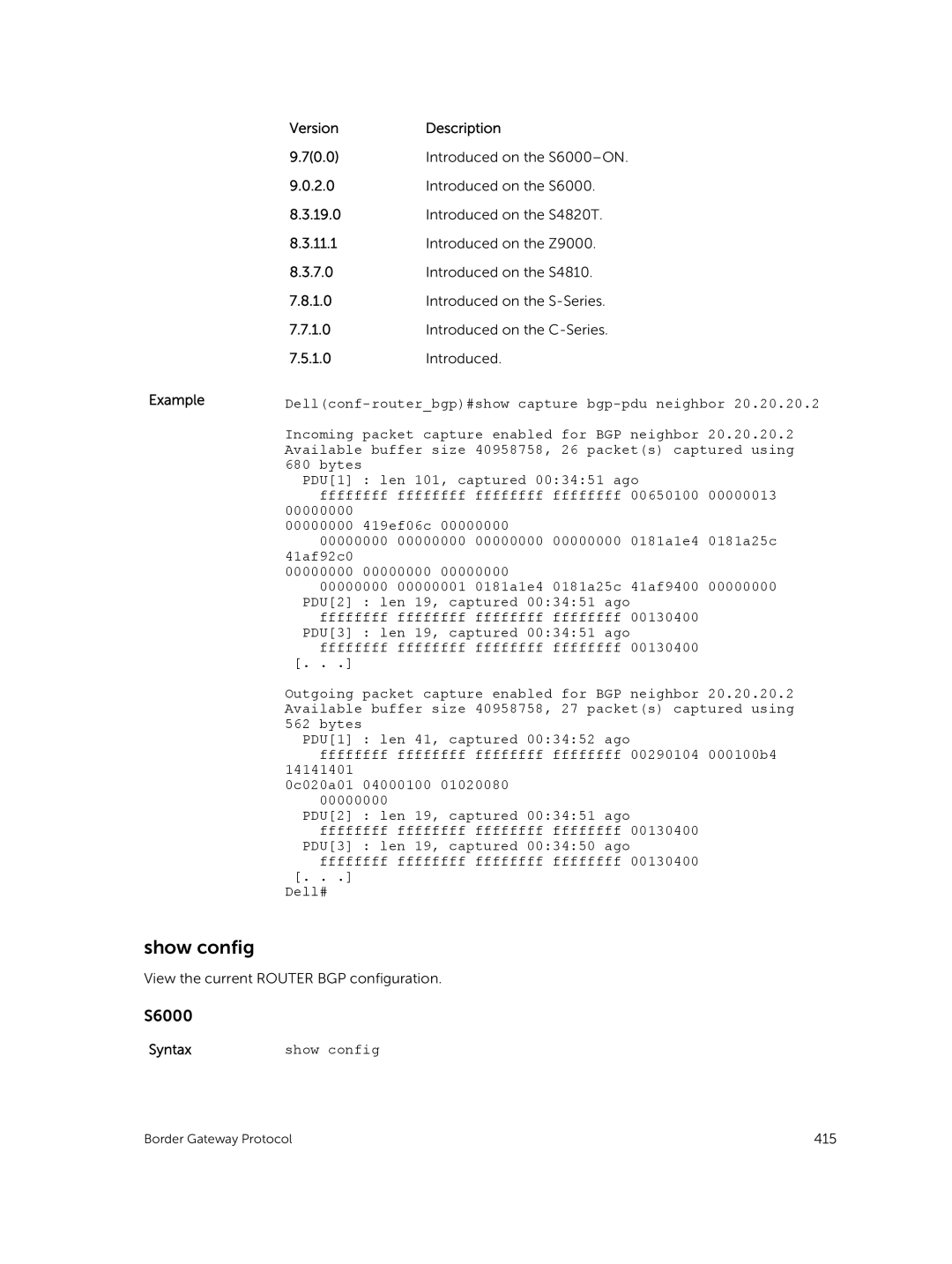 Dell 9.7(0.0) manual View the current Router BGP configuration 