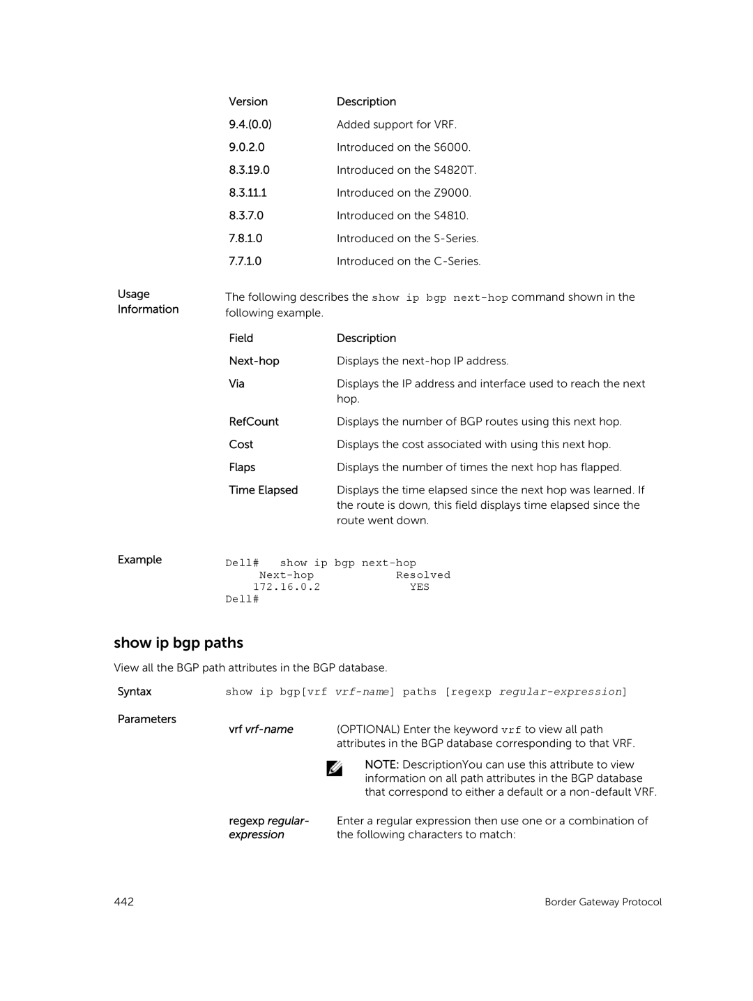 Dell 9.7(0.0) manual Show ip bgp paths 