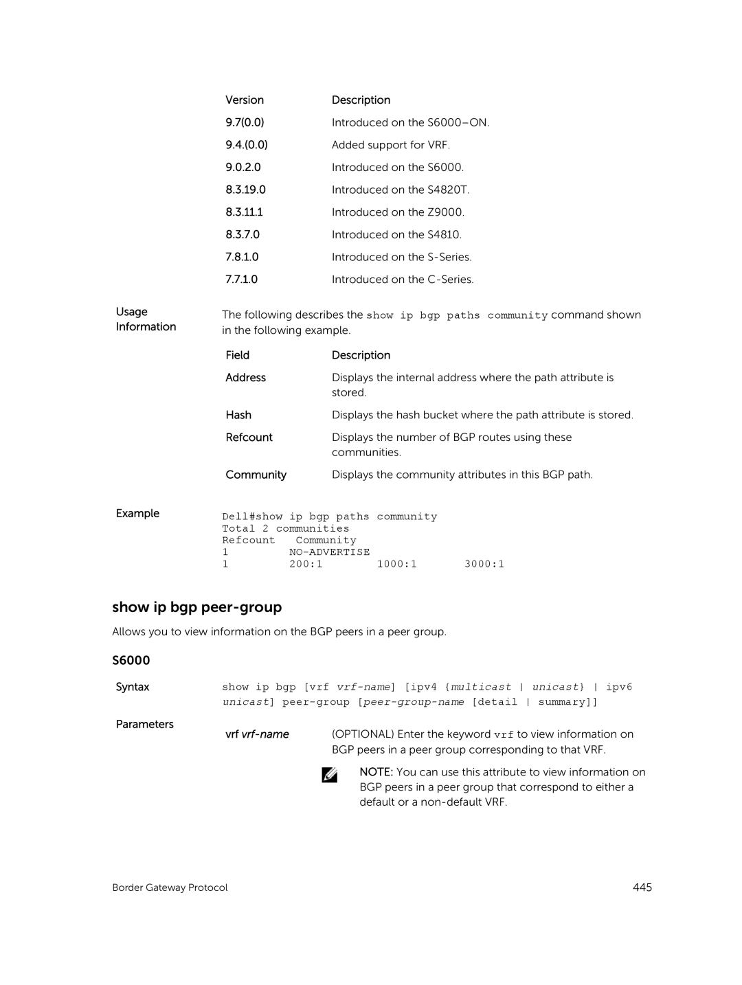 Dell 9.7(0.0) manual Show ip bgp peer-group, No-Advertise, 2001 10001 