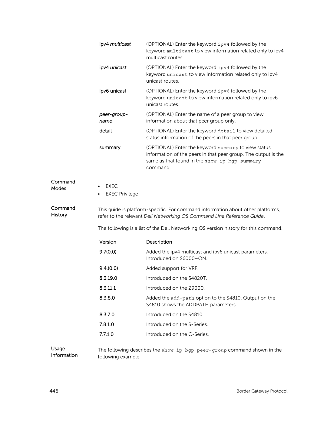 Dell 9.7(0.0) manual Optional Enter the name of a peer group to view 