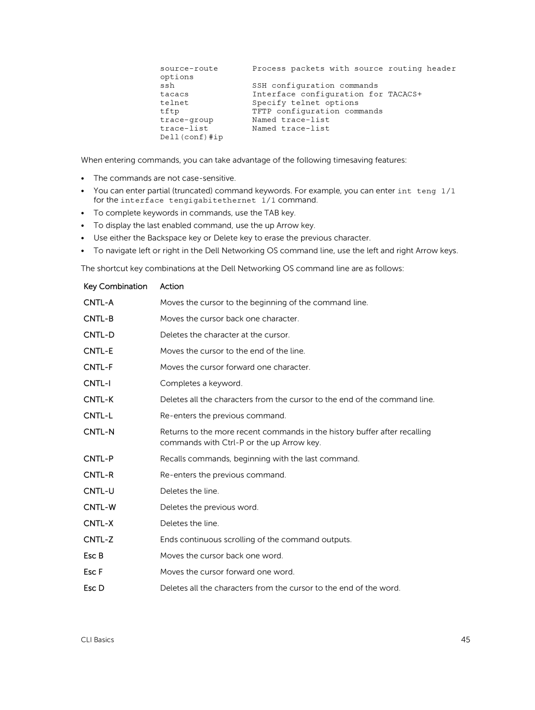 Dell 9.7(0.0) manual Key Combination Action, Esc B, Esc F, Esc D 