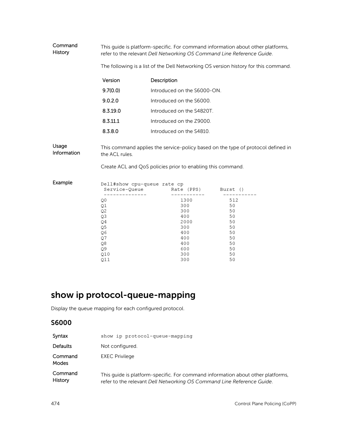 Dell 9.7(0.0) manual Show ip protocol-queue-mapping 