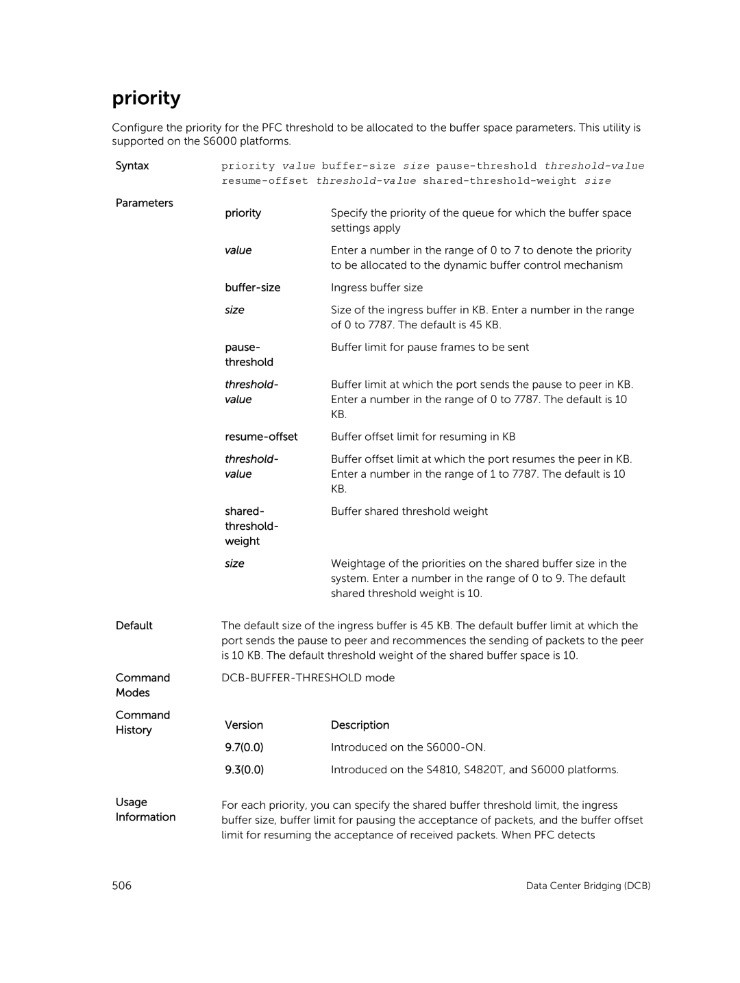 Dell 9.7(0.0) manual Priority 