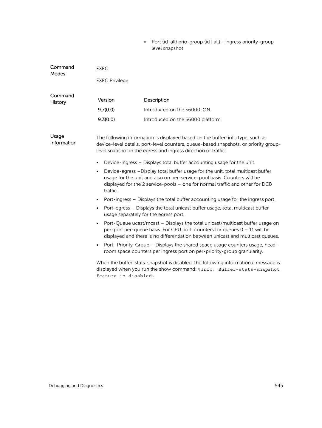 Dell 9.7(0.0) manual Command Modes Command History Usage Information, Feature is disabled 