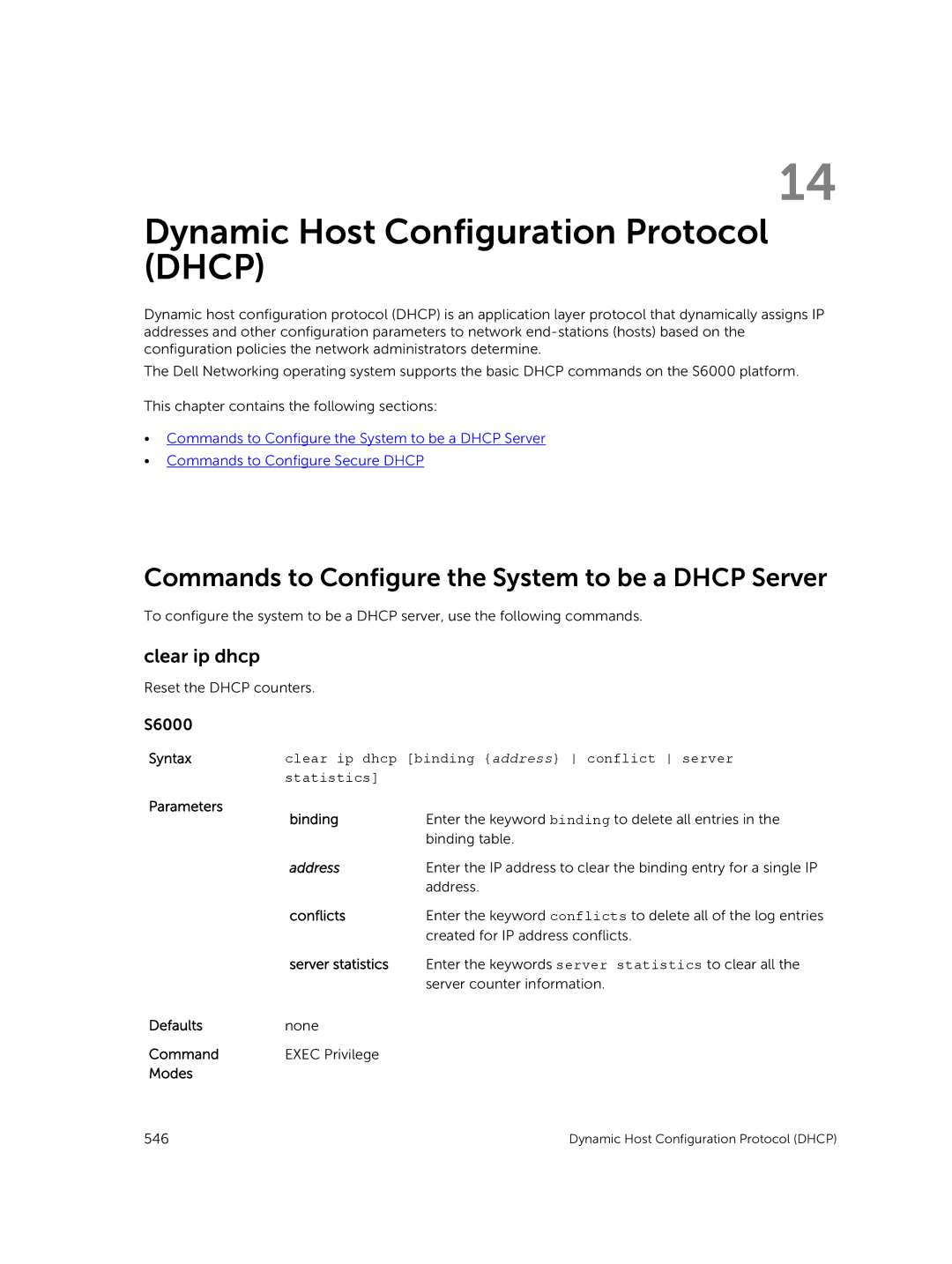 Dell 9.7(0.0) manual Dynamic Host Configuration Protocol Dhcp, Commands to Configure the System to be a Dhcp Server 