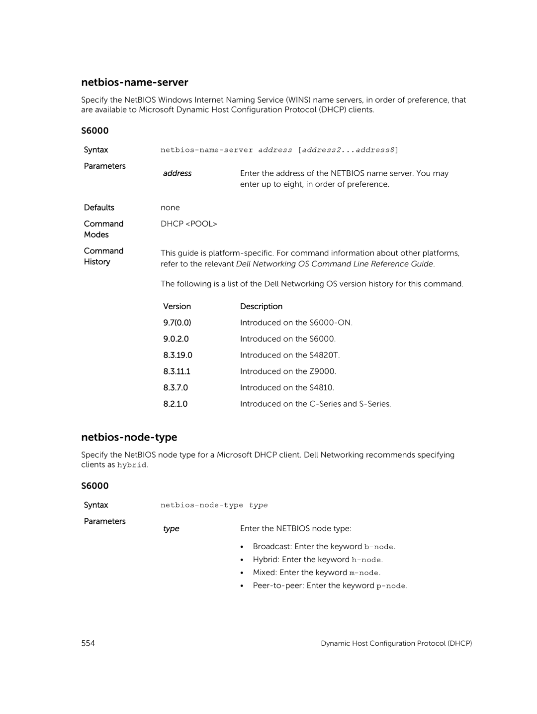 Dell 9.7(0.0) manual Netbios-name-server, Netbios-node-type type, Enter the Netbios node type 