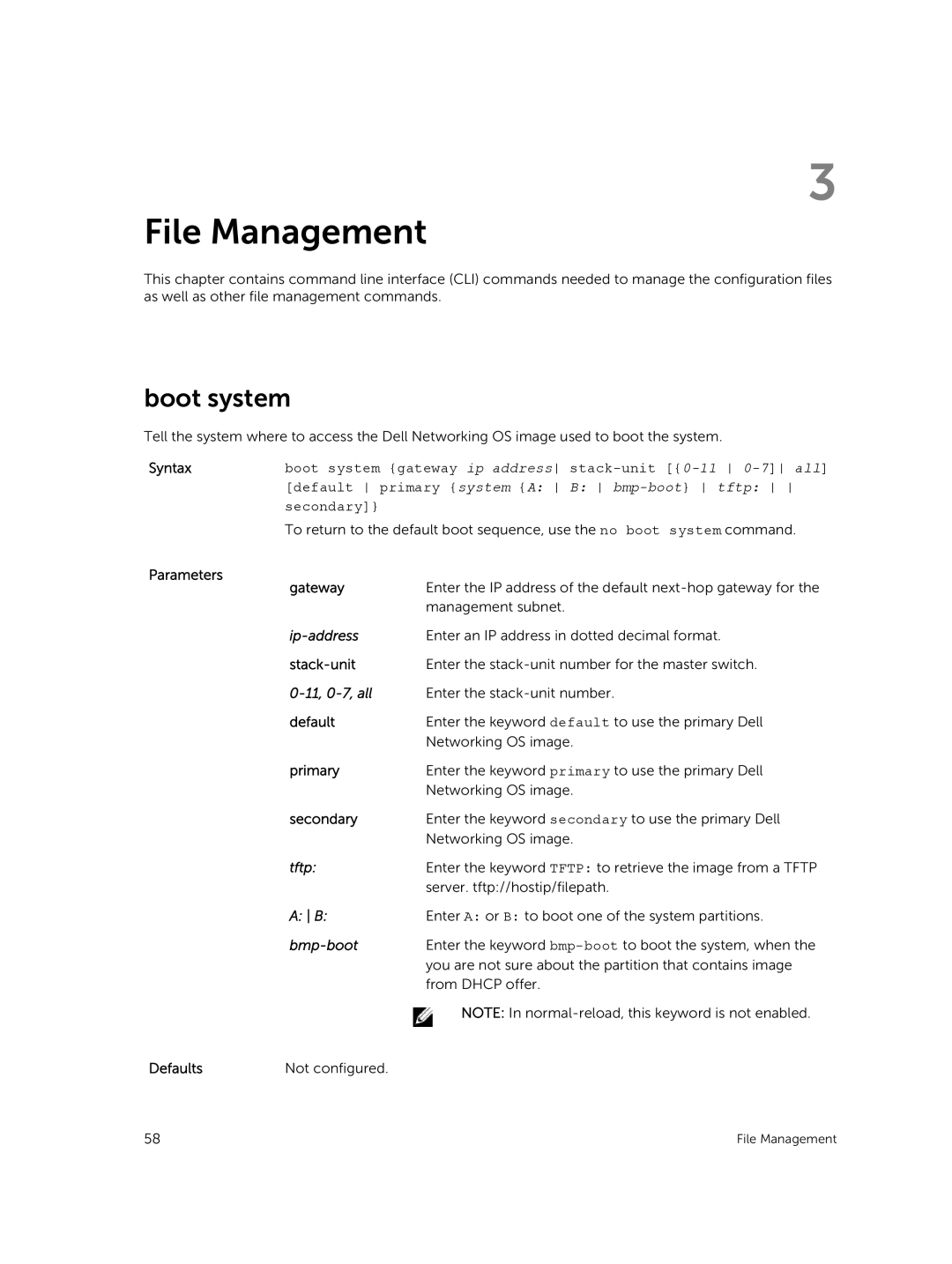 Dell 9.7(0.0) manual File Management, Boot system 