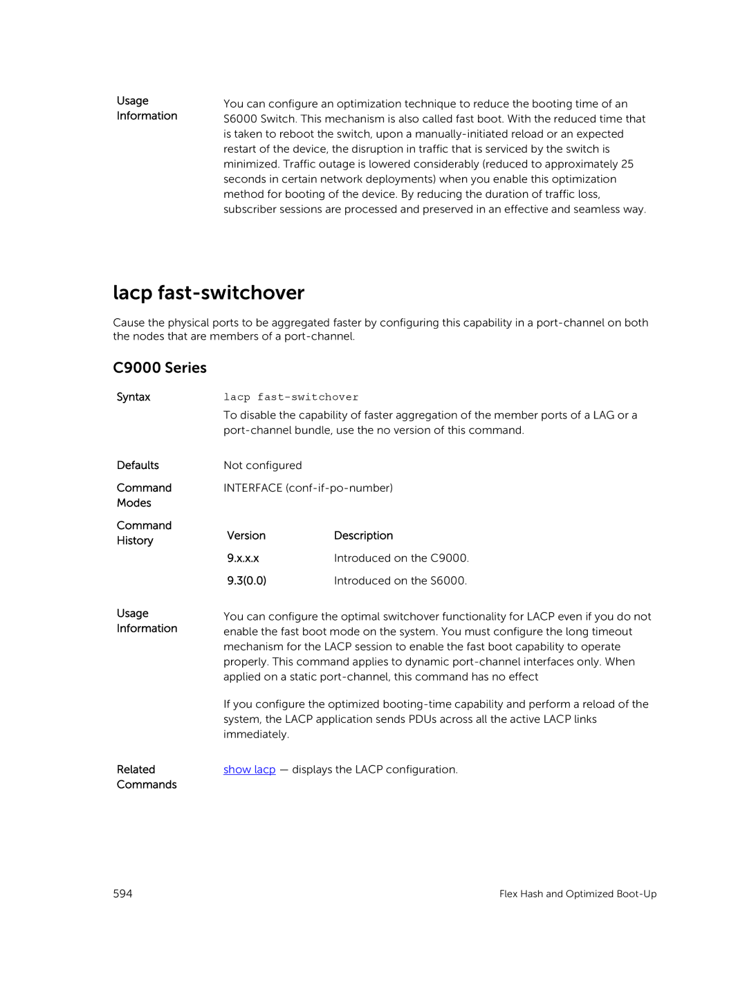 Dell 9.7(0.0) manual Lacp fast-switchover 