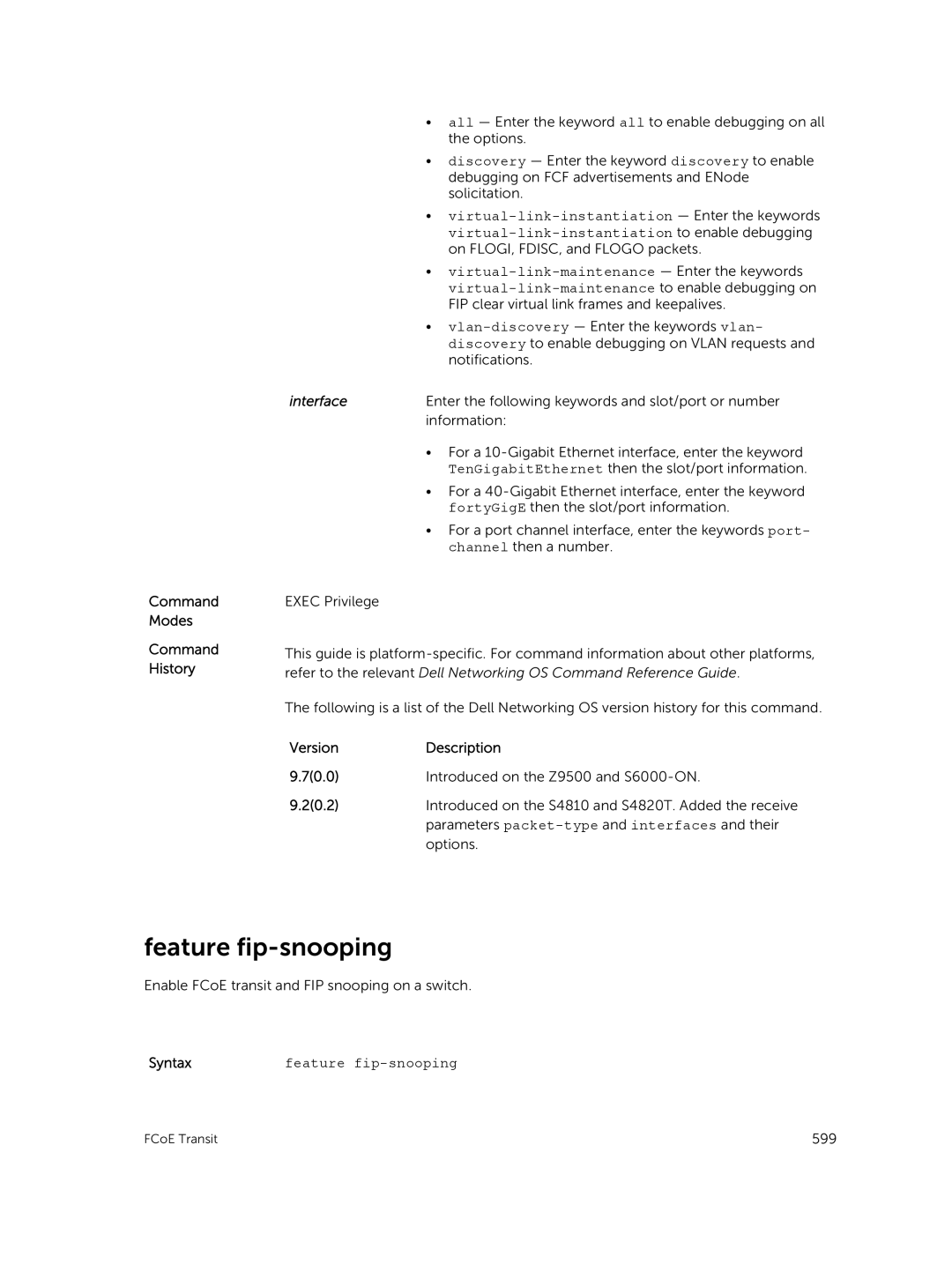 Dell 9.7(0.0) manual Feature fip-snooping 