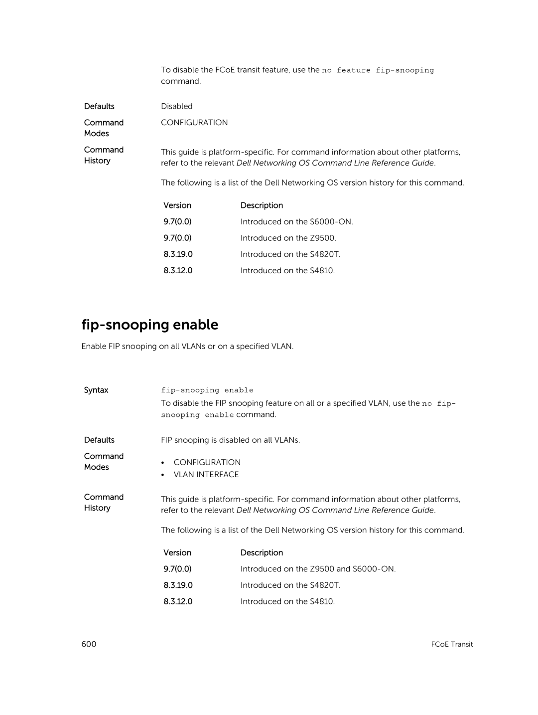 Dell 9.7(0.0) manual Fip-snooping enable 