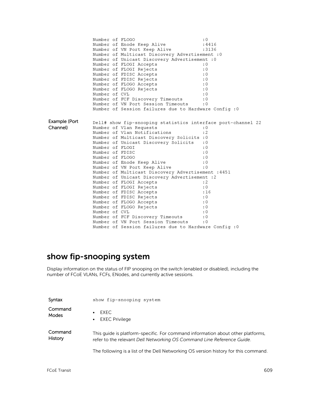 Dell 9.7(0.0) manual Show fip-snooping system 