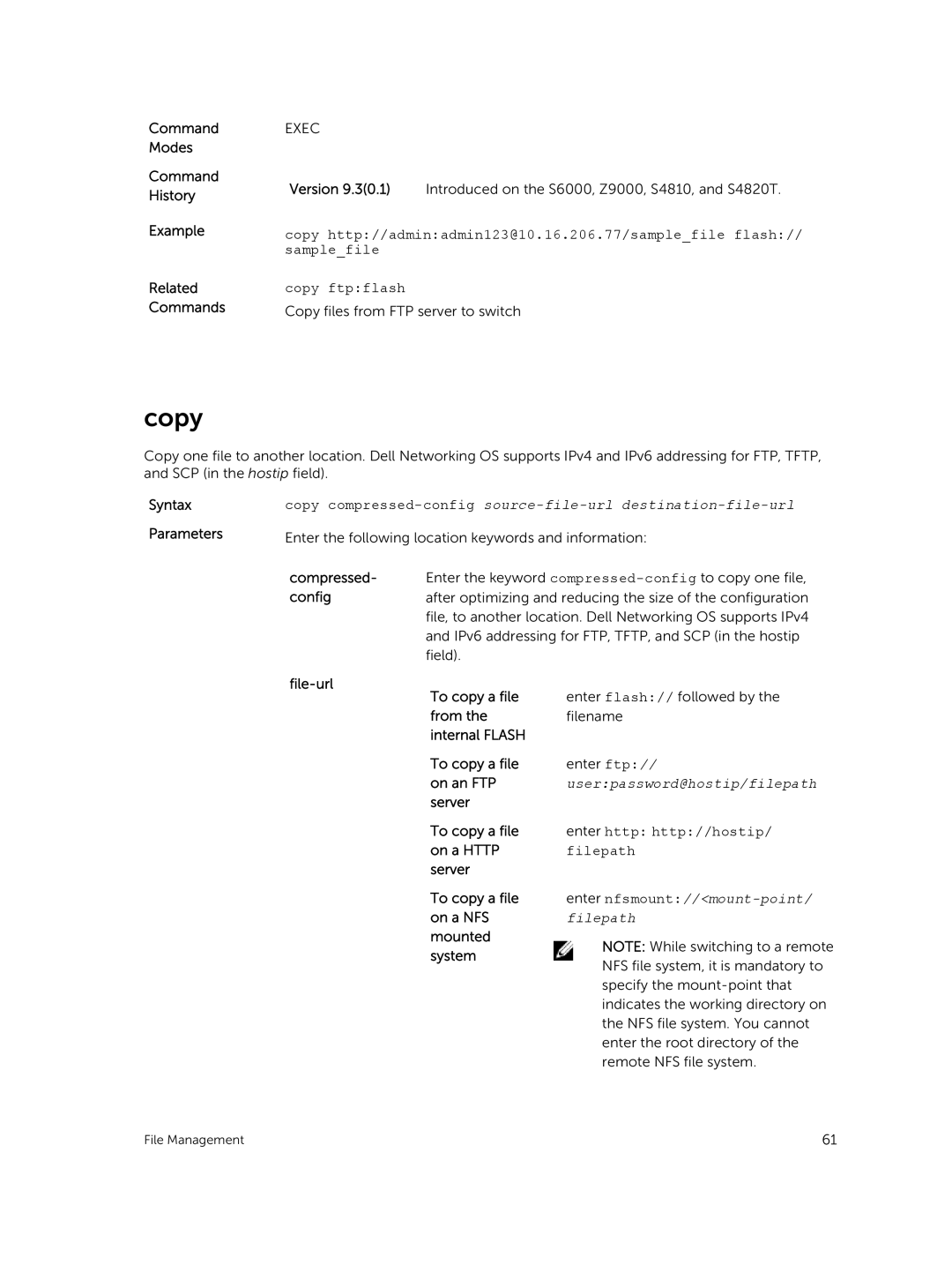 Dell 9.7(0.0) manual Copy, Enter http http//hostip, Filepath 