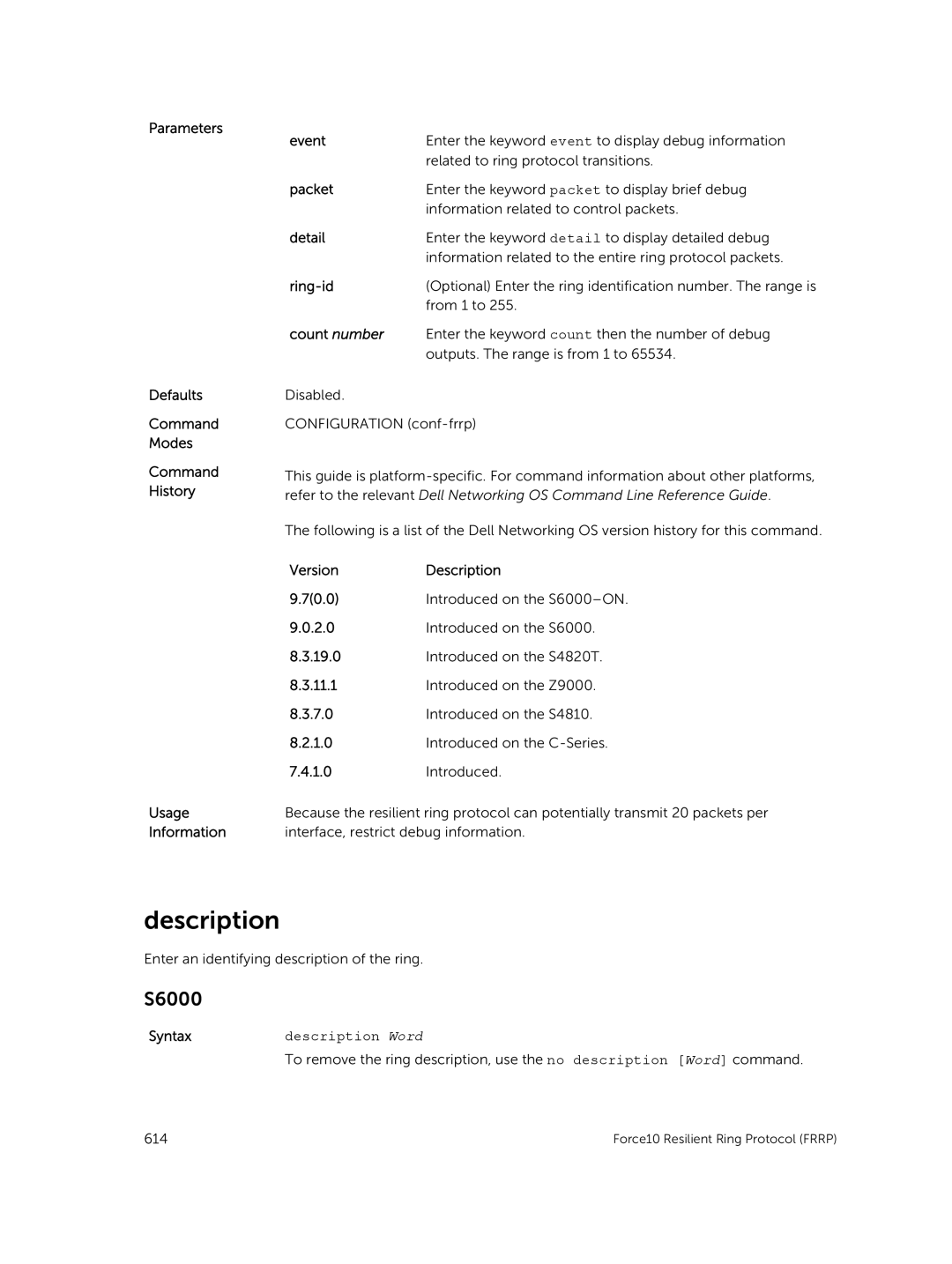 Dell 9.7(0.0) manual Count number, Description Word 