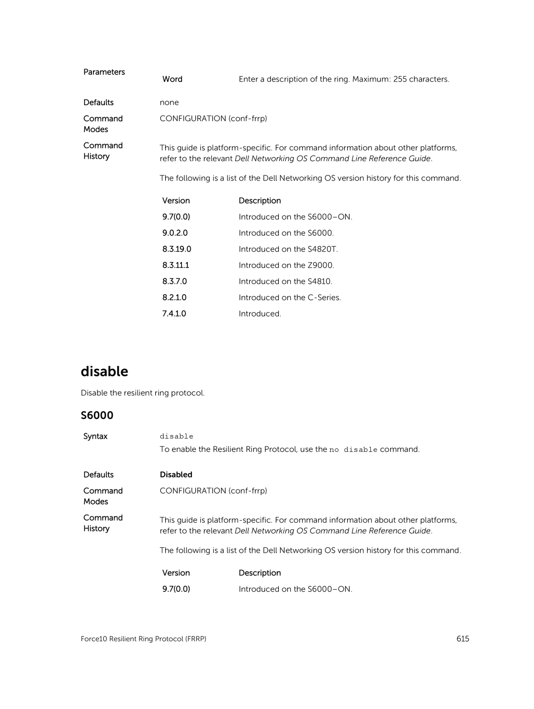 Dell 9.7(0.0) manual Disable the resilient ring protocol 