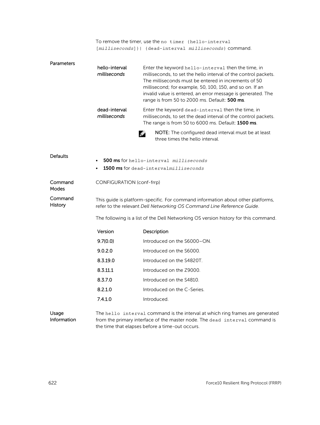 Dell 9.7(0.0) manual Milliseconds dead-intervalmilliseconds command 