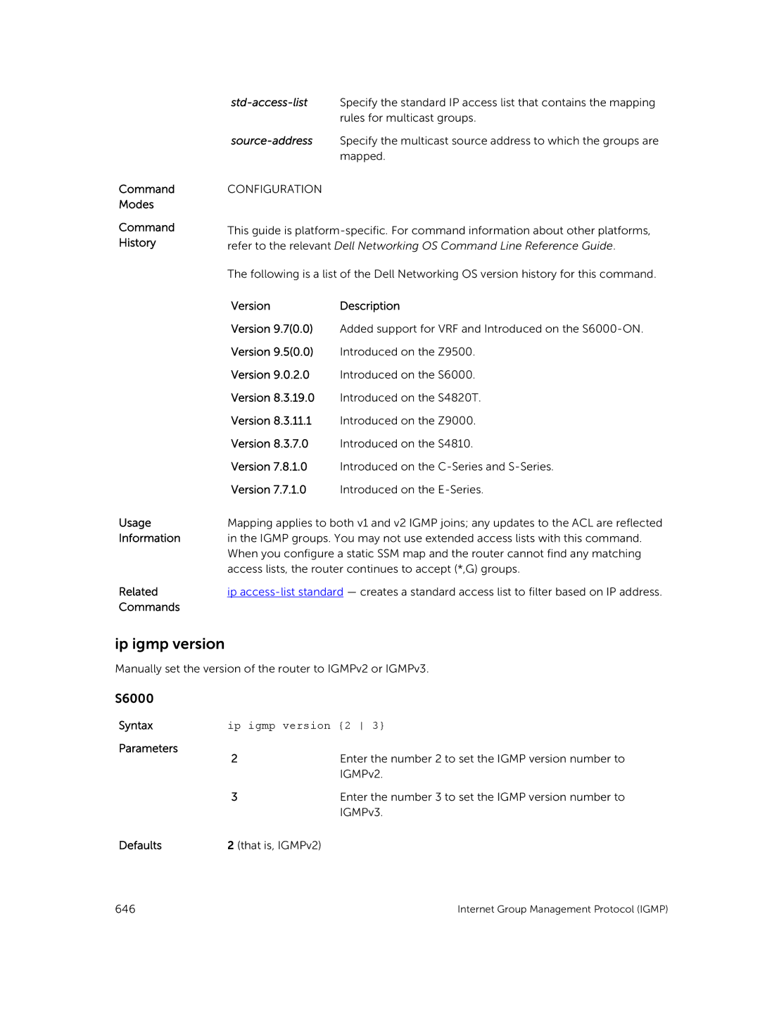 Dell 9.7(0.0) manual Ip igmp version 2 