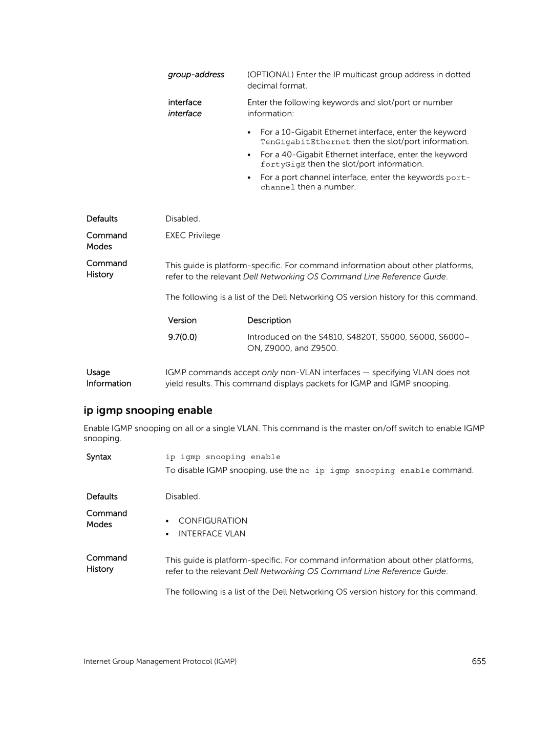 Dell 9.7(0.0) manual Ip igmp snooping enable 