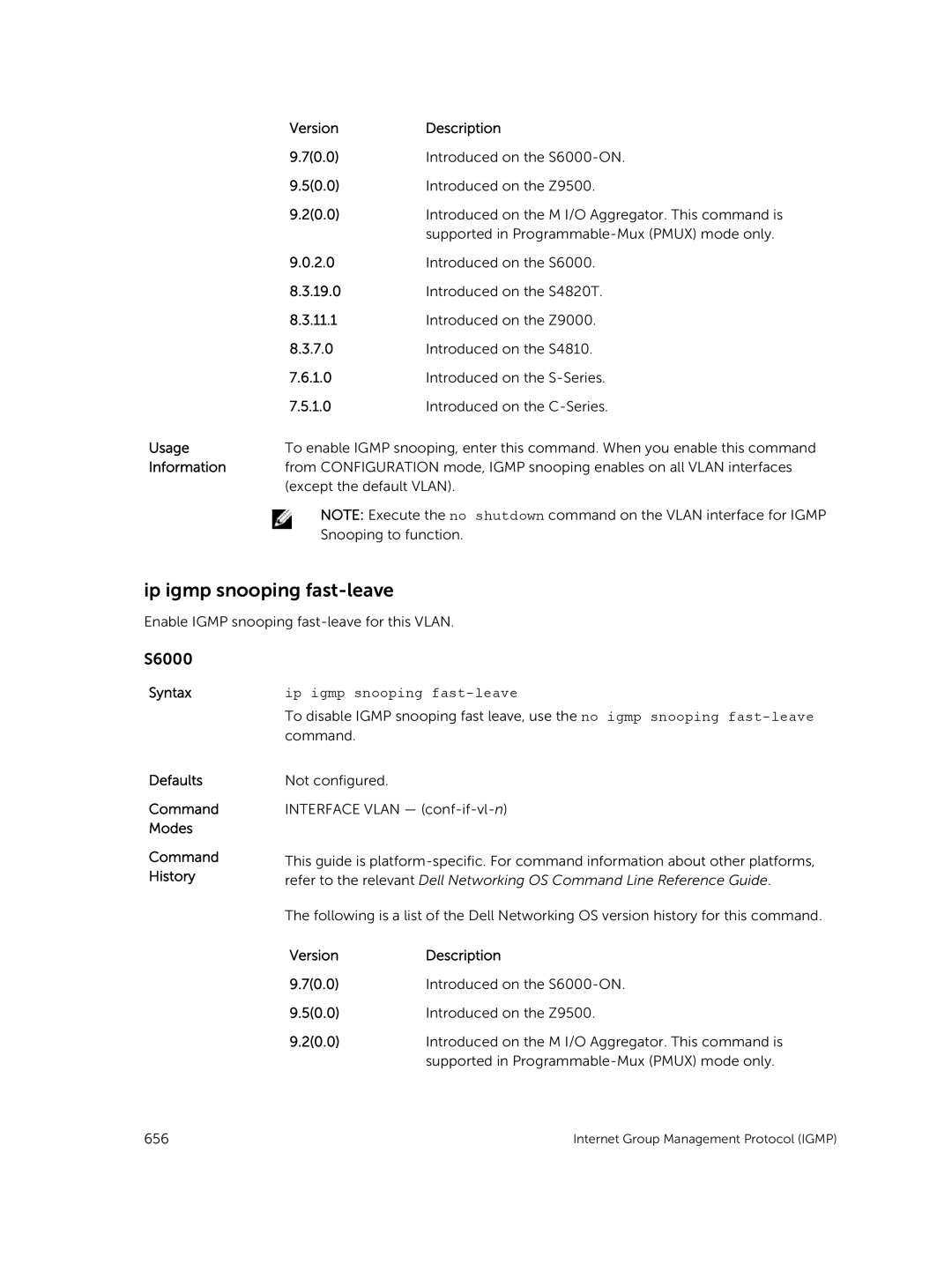 Dell 9.7(0.0) manual Ip igmp snooping fast-leave 