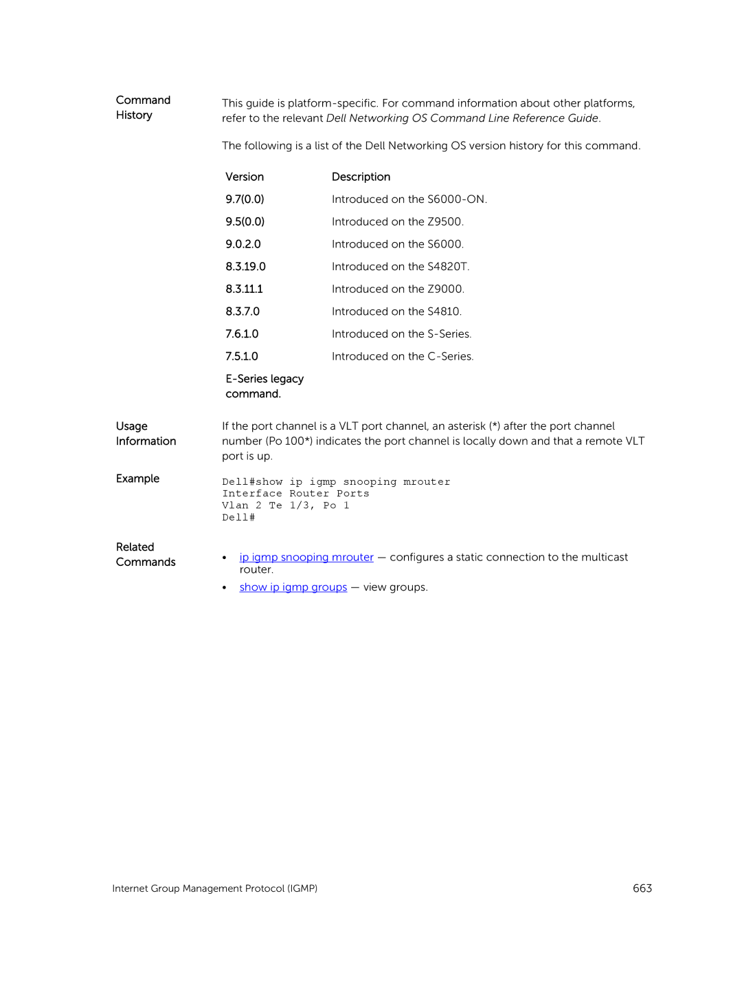 Dell 9.7(0.0) manual Show ip igmp groups view groups 