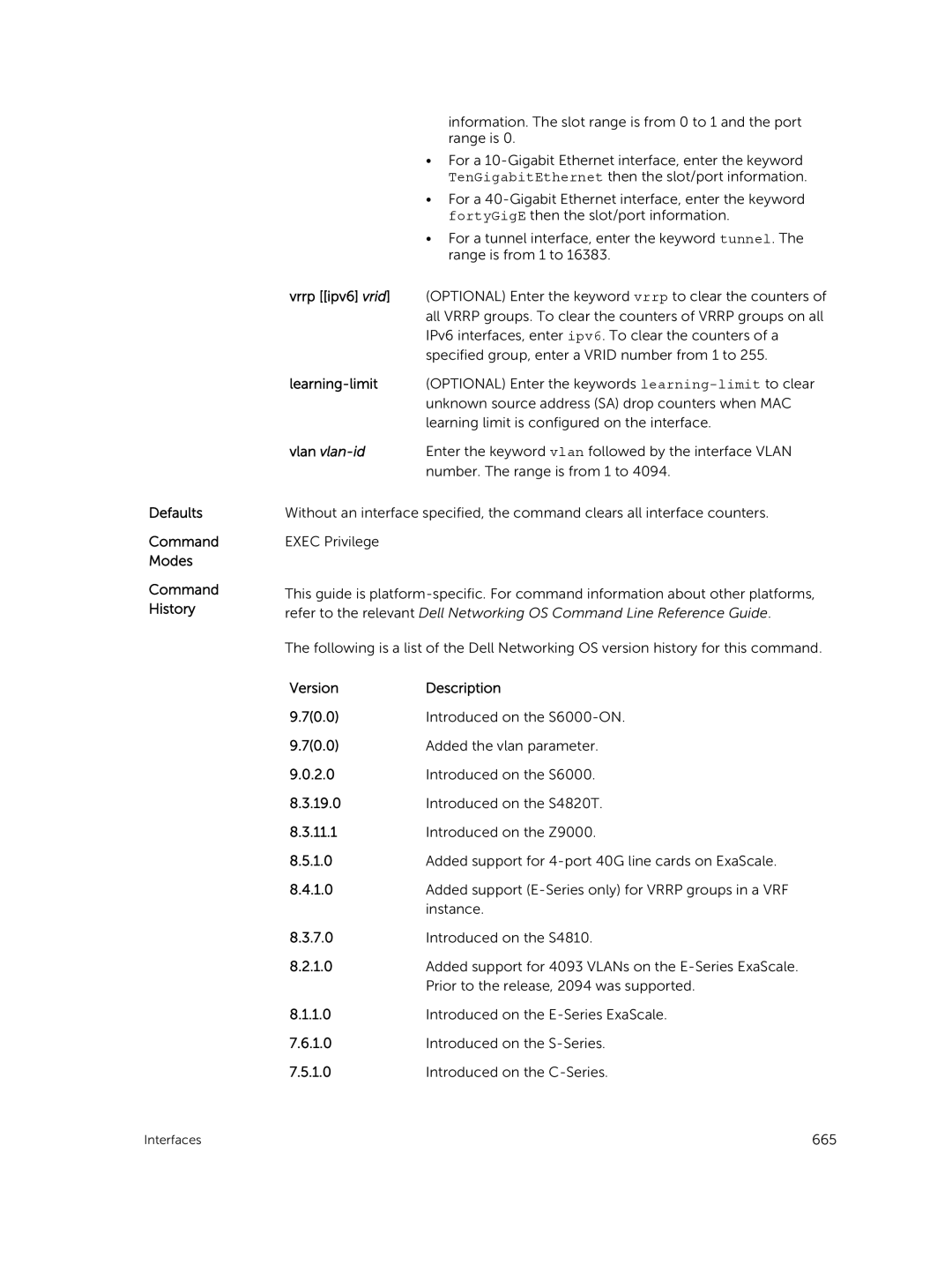 Dell 9.7(0.0) manual Vrrp ipv6 vrid, Learning-limit 