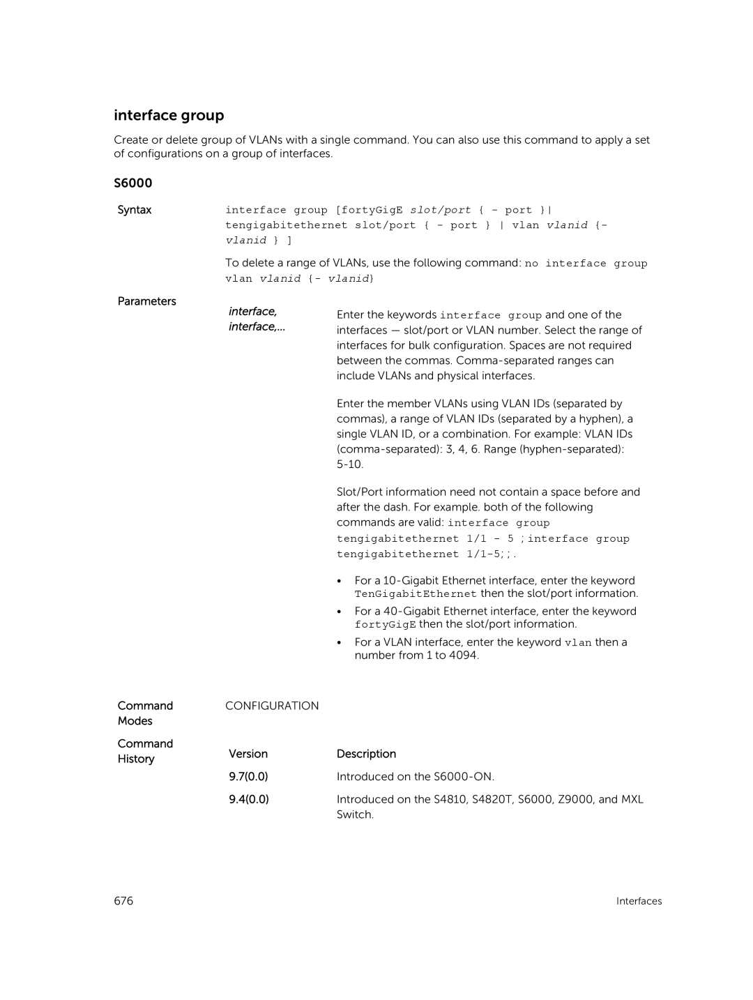 Dell 9.7(0.0) manual Interface group, Tengigabitethernet 1/1 5 interface group, Tengigabitethernet 1/1-5 