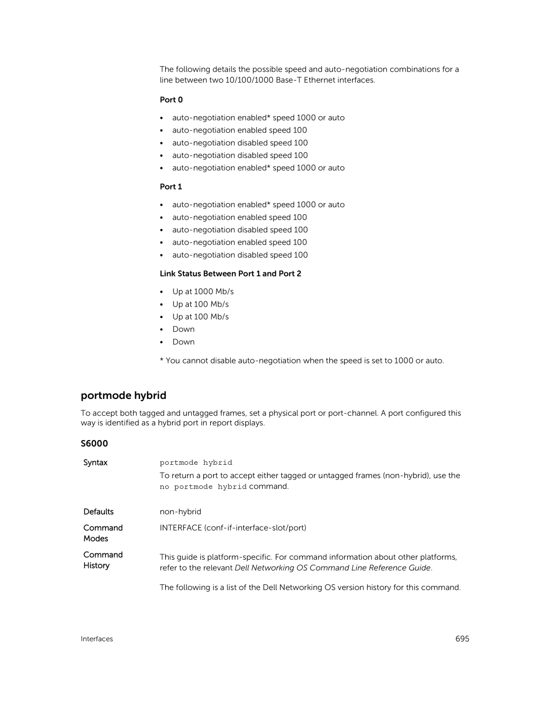 Dell 9.7(0.0) manual Portmode hybrid, No portmode hybrid command 