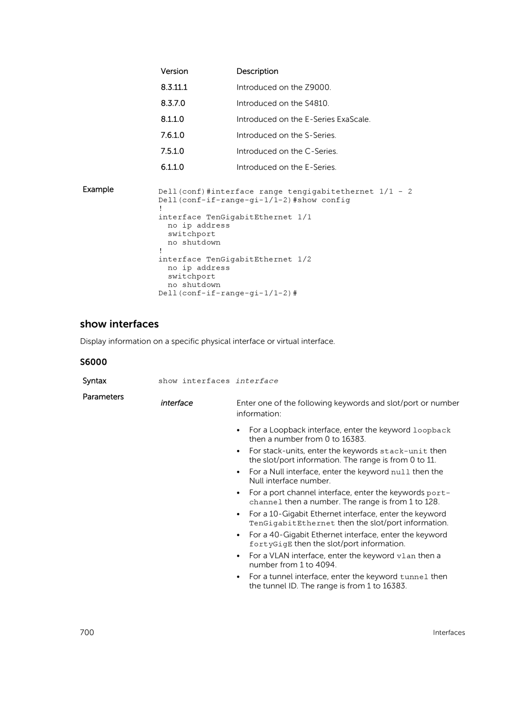 Dell 9.7(0.0) manual Show interfaces interface 