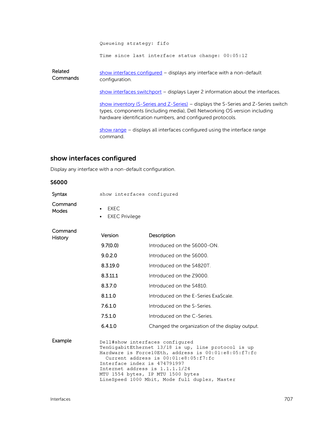 Dell 9.7(0.0) manual Show interfaces configured 