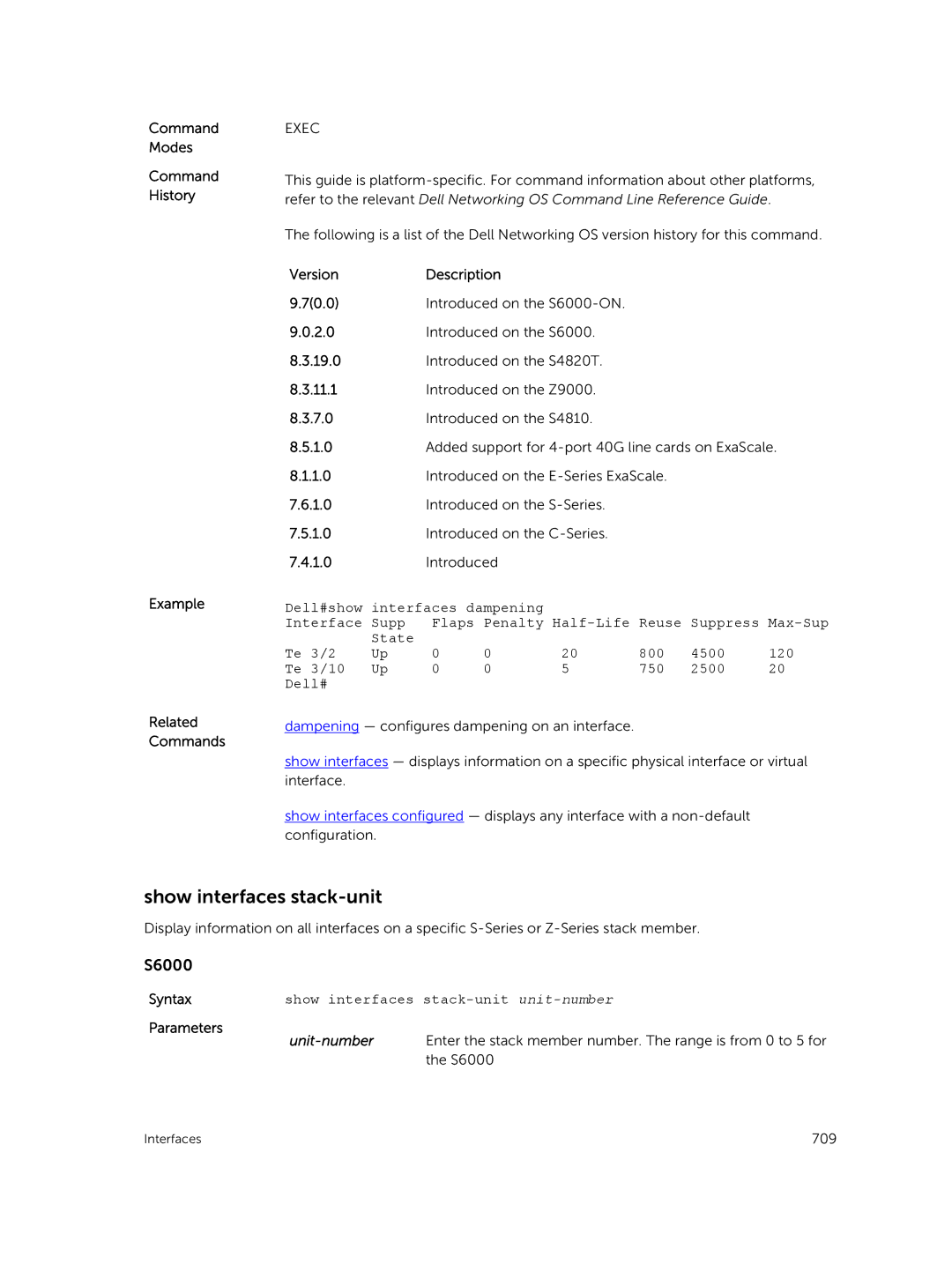 Dell 9.7(0.0) manual Show interfaces stack-unit unit-number 