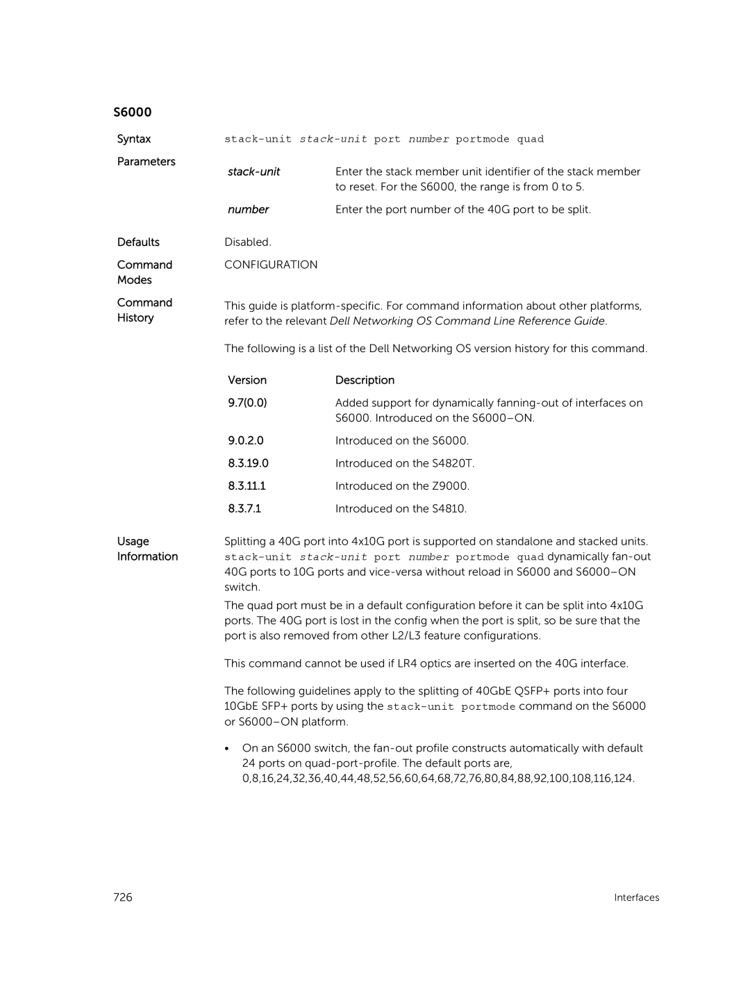 Dell 9.7(0.0) manual Stack-unit stack-unitport number portmode quad 