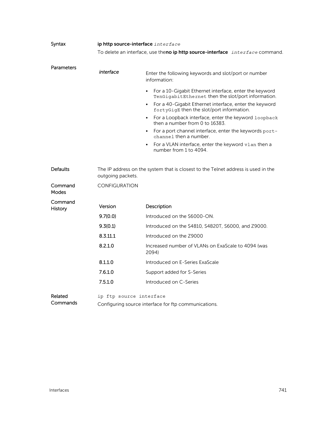 Dell 9.7(0.0) manual Ip ftp source interface 