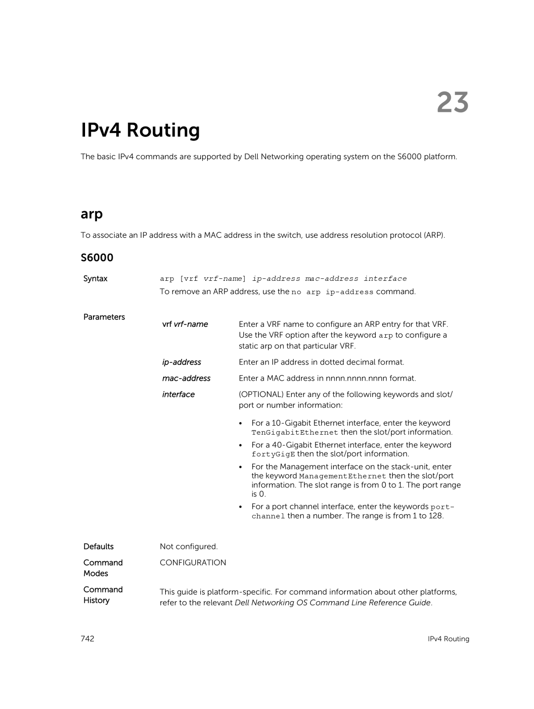 Dell 9.7(0.0) manual IPv4 Routing, Arp 