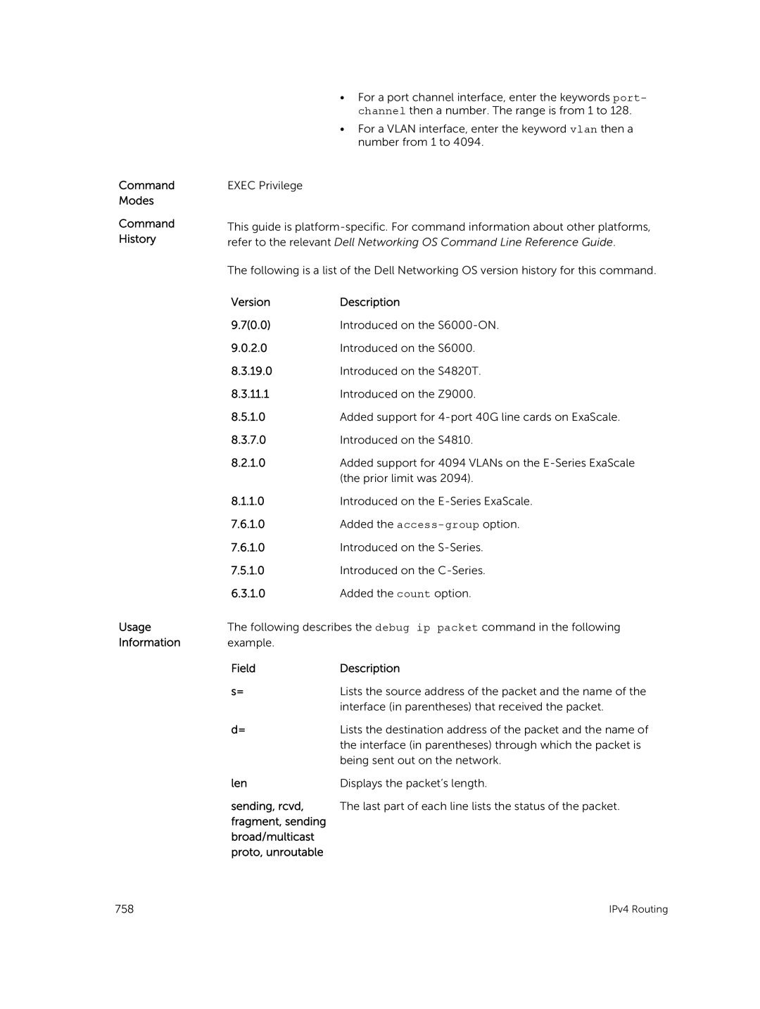 Dell 9.7(0.0) manual Interface in parentheses through which the packet is, Being sent out on the network 