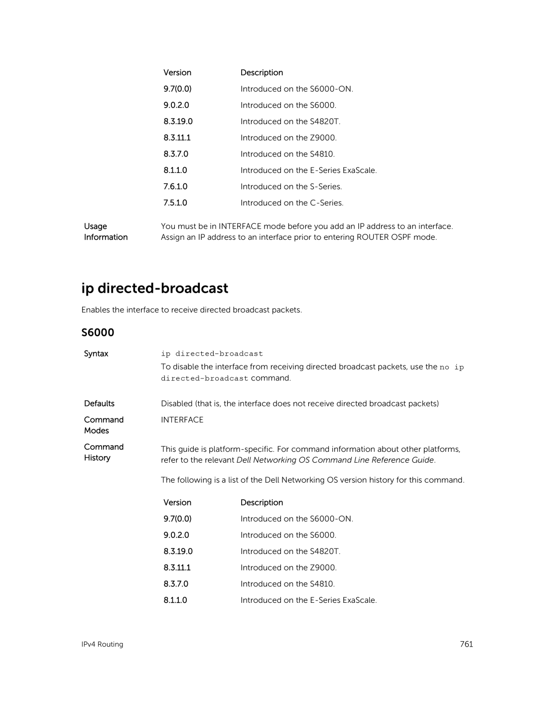 Dell 9.7(0.0) manual Ip directed-broadcast, Directed-broadcast command 