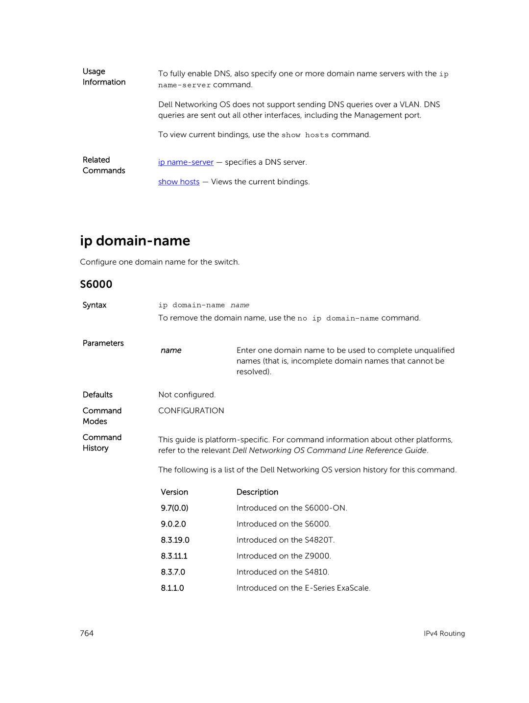 Dell 9.7(0.0) manual Ip domain-name name 