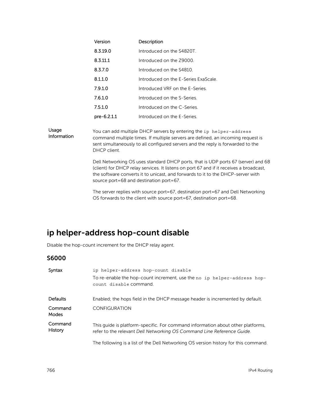 Dell 9.7(0.0) manual Ip helper-address hop-count disable, Count disable command 