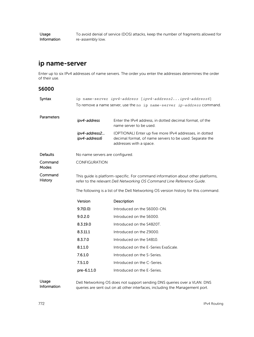 Dell 9.7(0.0) manual Ip name-server, Ipv4-address2, Ipv4-address6 