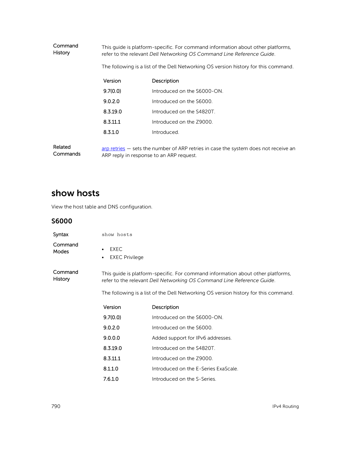 Dell 9.7(0.0) manual Show hosts 