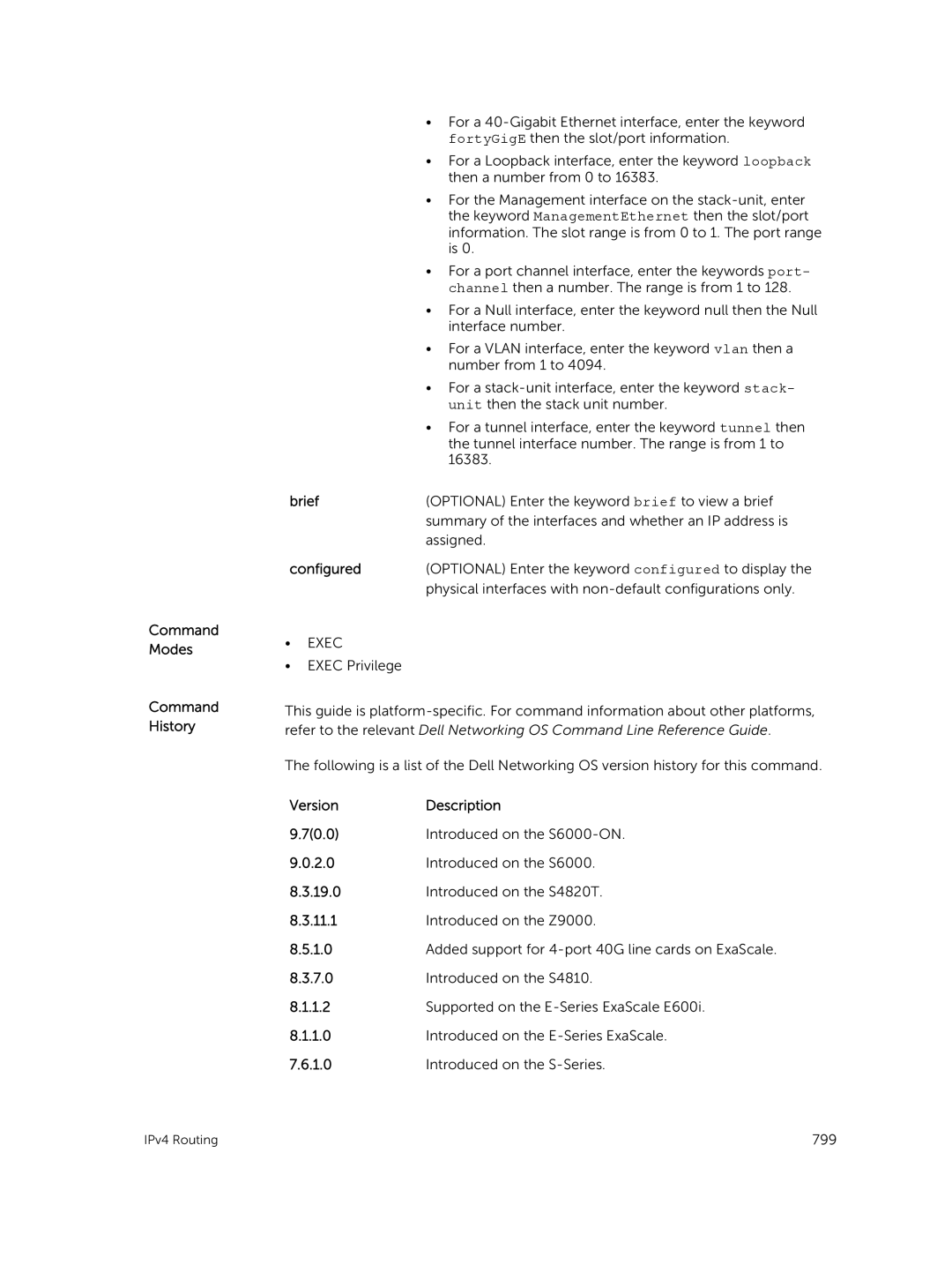 Dell 9.7(0.0) manual Optional Enter the keyword brief to view a brief 