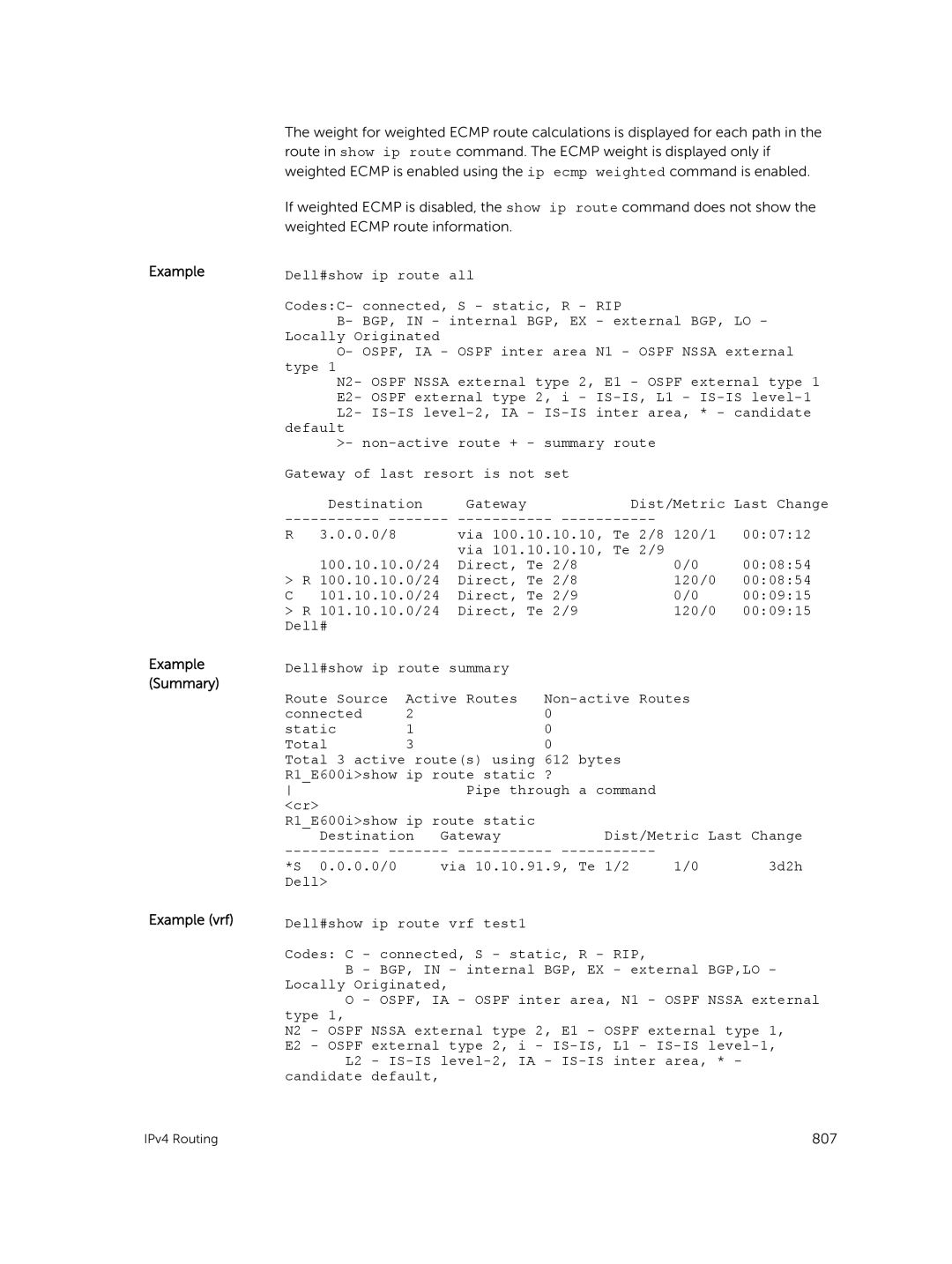 Dell 9.7(0.0) manual Example Example Summary Example vrf 