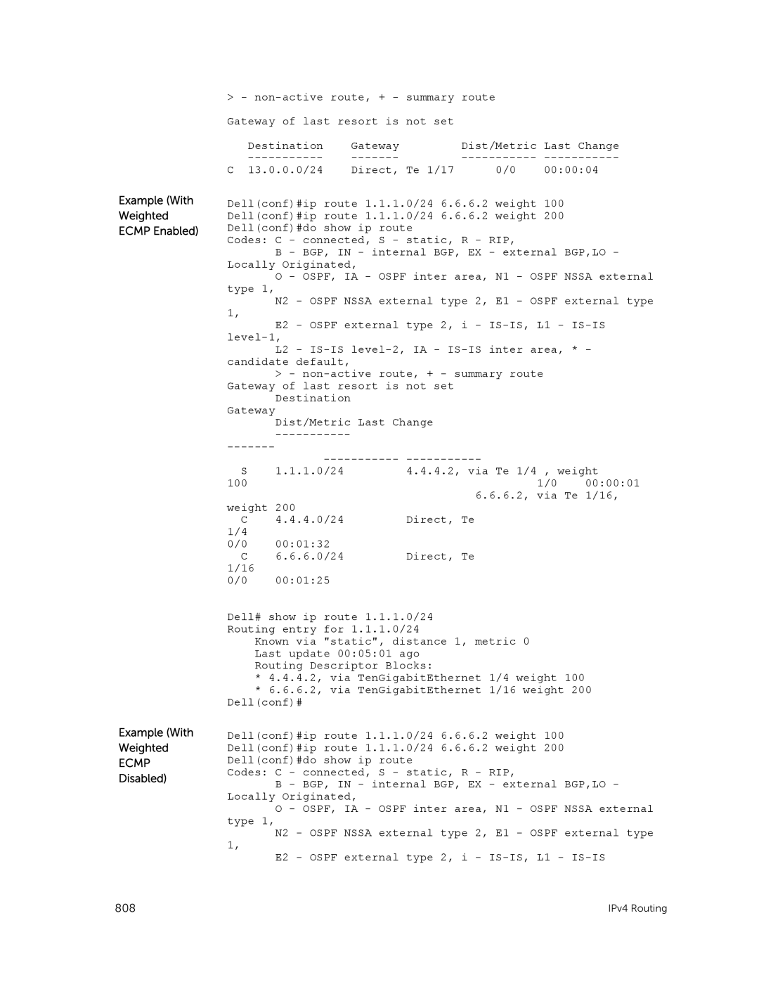 Dell 9.7(0.0) manual Example With Weighted Ecmp Enabled 