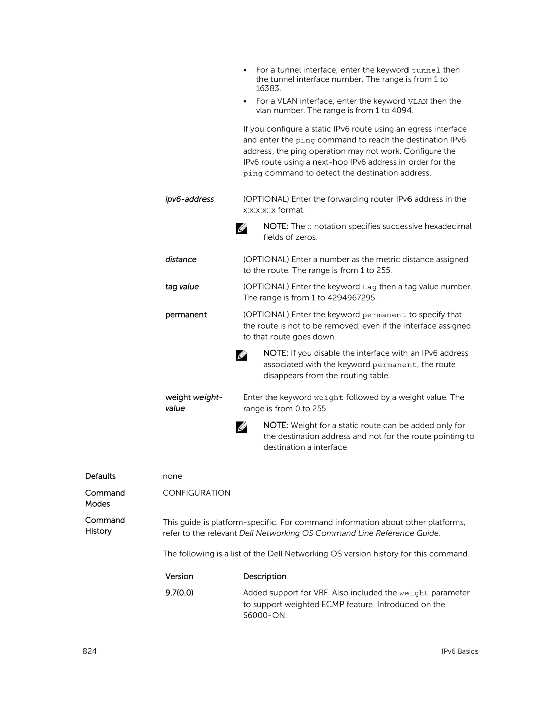 Dell 9.7(0.0) manual Tag value, To support weighted Ecmp feature. Introduced on 